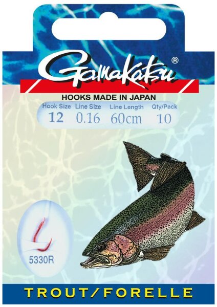 Gamakatsu Trout 5330R | Gr. 10 | 0,16mm | 60cm | 10 Stück