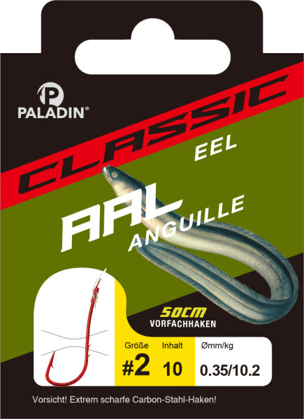 Paladin CLASSIC® Zielfischhaken gebunden | Aal |   Gr.1 / 0,40mm /  12,1kg