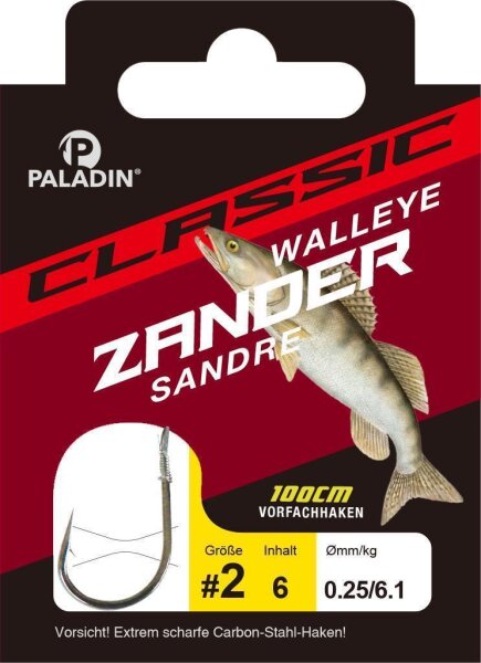 Paladin CLASSIC® Zielfischhaken gebunden | Zander | Gr.2 / 0,25mm / 6,1kg