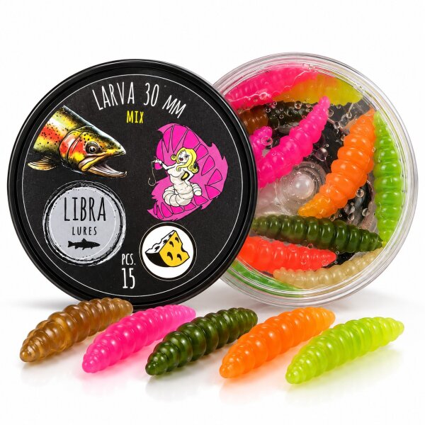 Libra Lures Larva 30 mm Mixdose Cheese Flavour – 15 Stück
