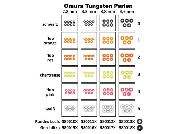 FTM Omura Tungsten Perlen gelocht | 3,3mm | Fluo Orange | 7 St&uuml;ck