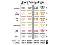 FTM Omura Tungsten Perlen gelocht | 3,3mm | Fluo Rot | 7...