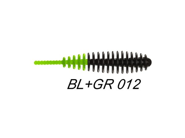 MilS Trout Bait RIBS 50mm | #012 Black+Green | Bubblegum | 7 St&uuml;ck