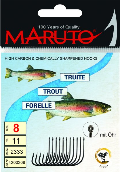 Maruto Forellenhaken mit Öhr | Gr. 8 | 11 Stück