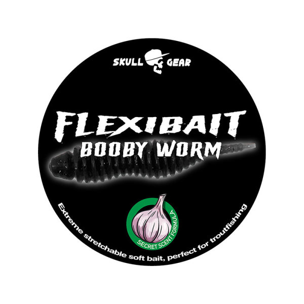Skull Gear Flexibait Booby Worm 55mm | Schwarz | Knobi | 15 Stück